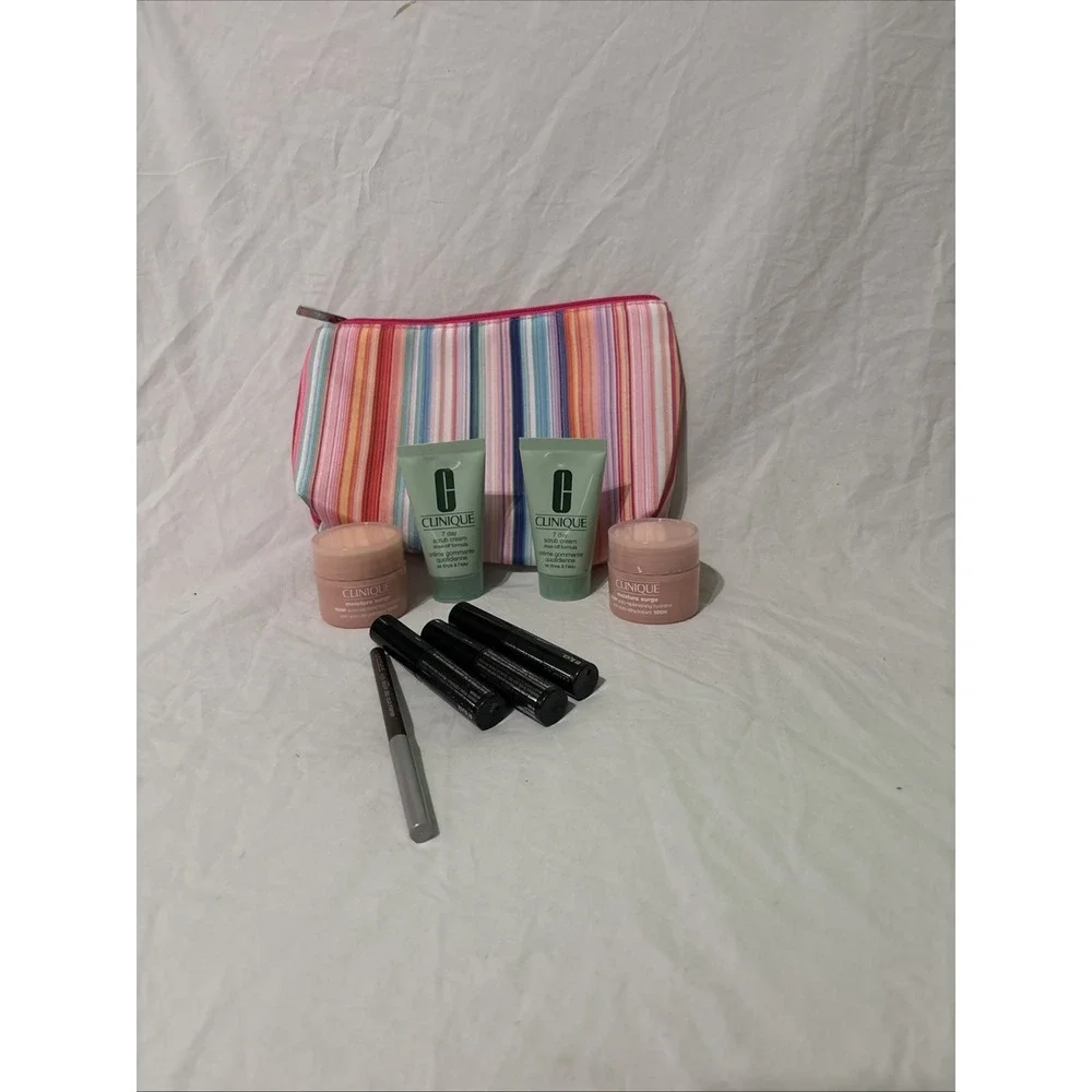 Clinique Lot Of 9 Stocking Stuffers All New Scrubs Make Up Bag